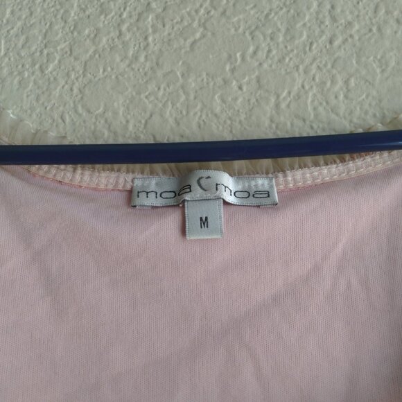 Vintage Y2K Moa Moa Pink Floral Tank Top with Ruffle Trim - Picture 3 of 4